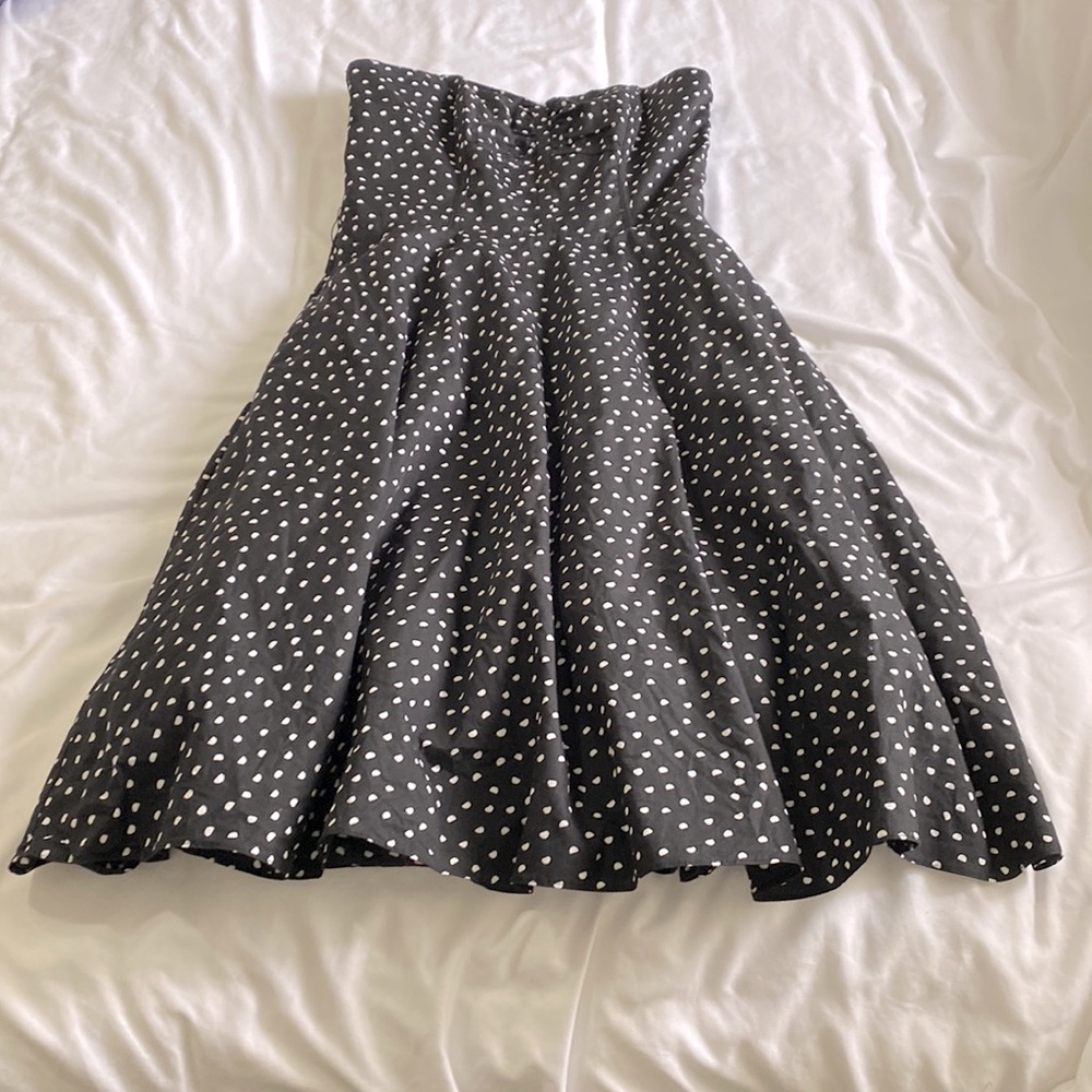 White House Black Market Polkadot A-line Strapless Dress With Pockets